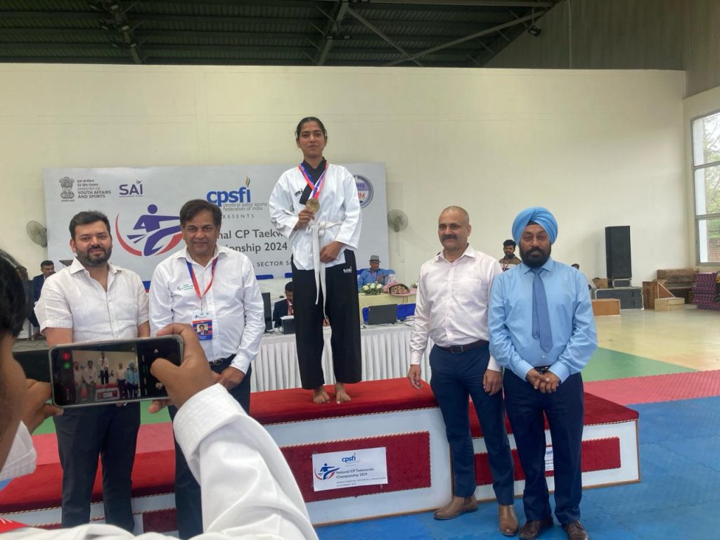 Miss. Anmol Kaur won Gold Medal in CP National Taekwondo Championship